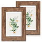 Hongkee 5x7 Picture Frame Set of 2, Real Glass and Wood Frame for Mat 4x6