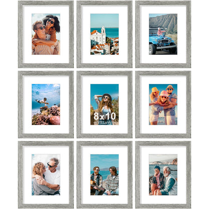 Vittanly 8x10 Picture Frames Set of 9 for Wall or Tabletop Display, Gold