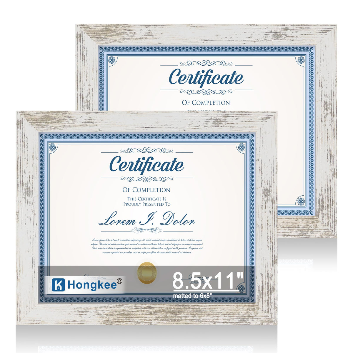 Hongkee 5x7 Picture Frame Set of 2, Real Glass and Wood Frame for Mat 4x6
