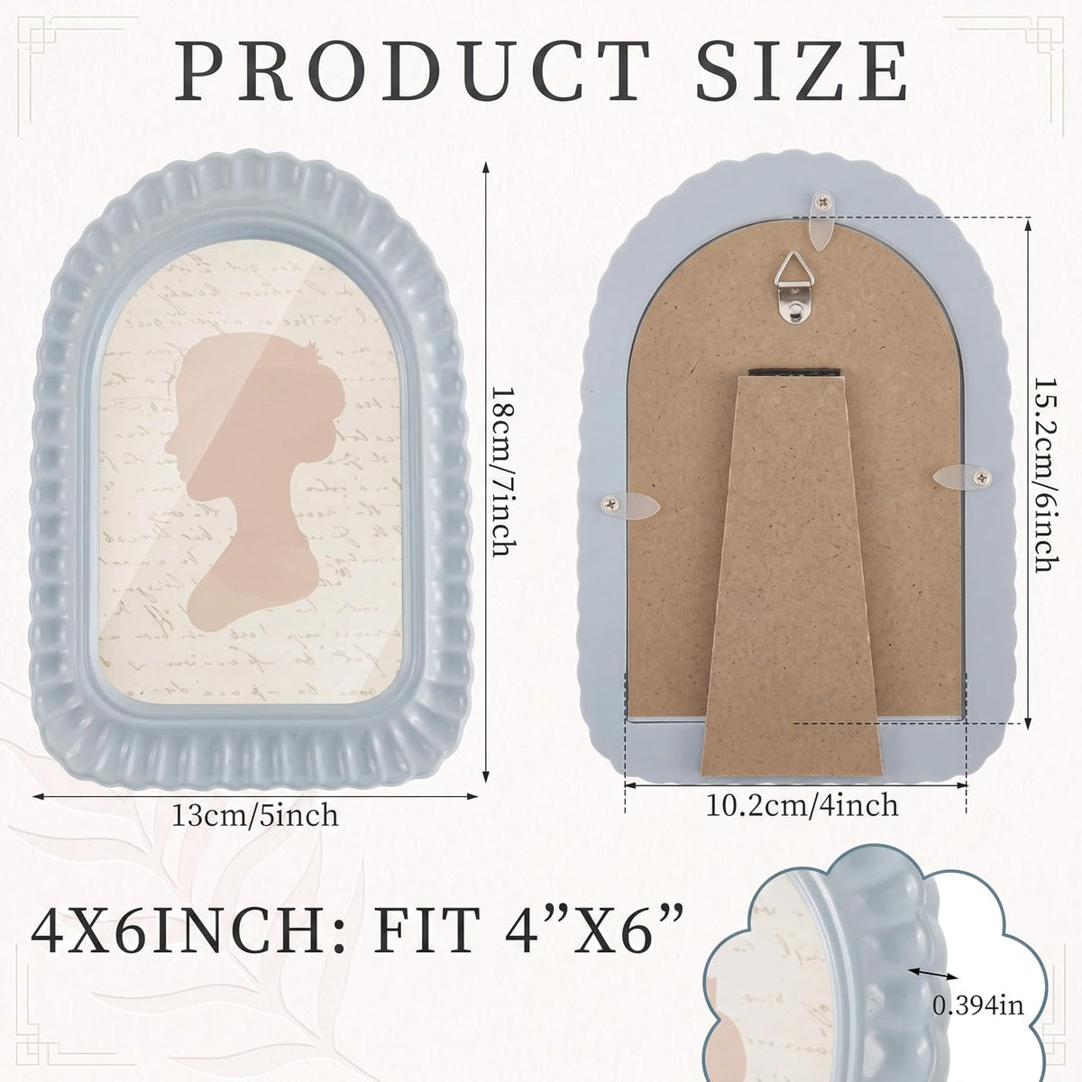 AceOrbit 4x6 Inch Light Blue Petal Arched Picture Frame Cute Scalloped