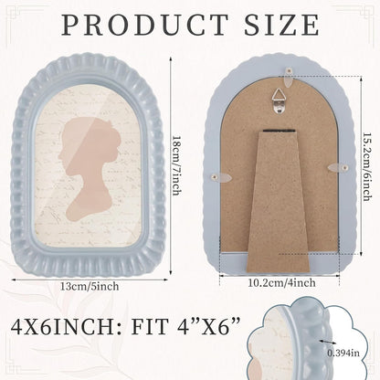 AceOrbit 4x6 Inch Light Blue Petal Arched Picture Frame Cute Scalloped