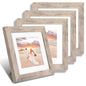 iRahmen 8x10 Picture Frame Set of 4, High Definition Real Glass Rustic Brown Frame, 8 x 10 Wood Photo Frames for Desktop Display and Wall Mounting