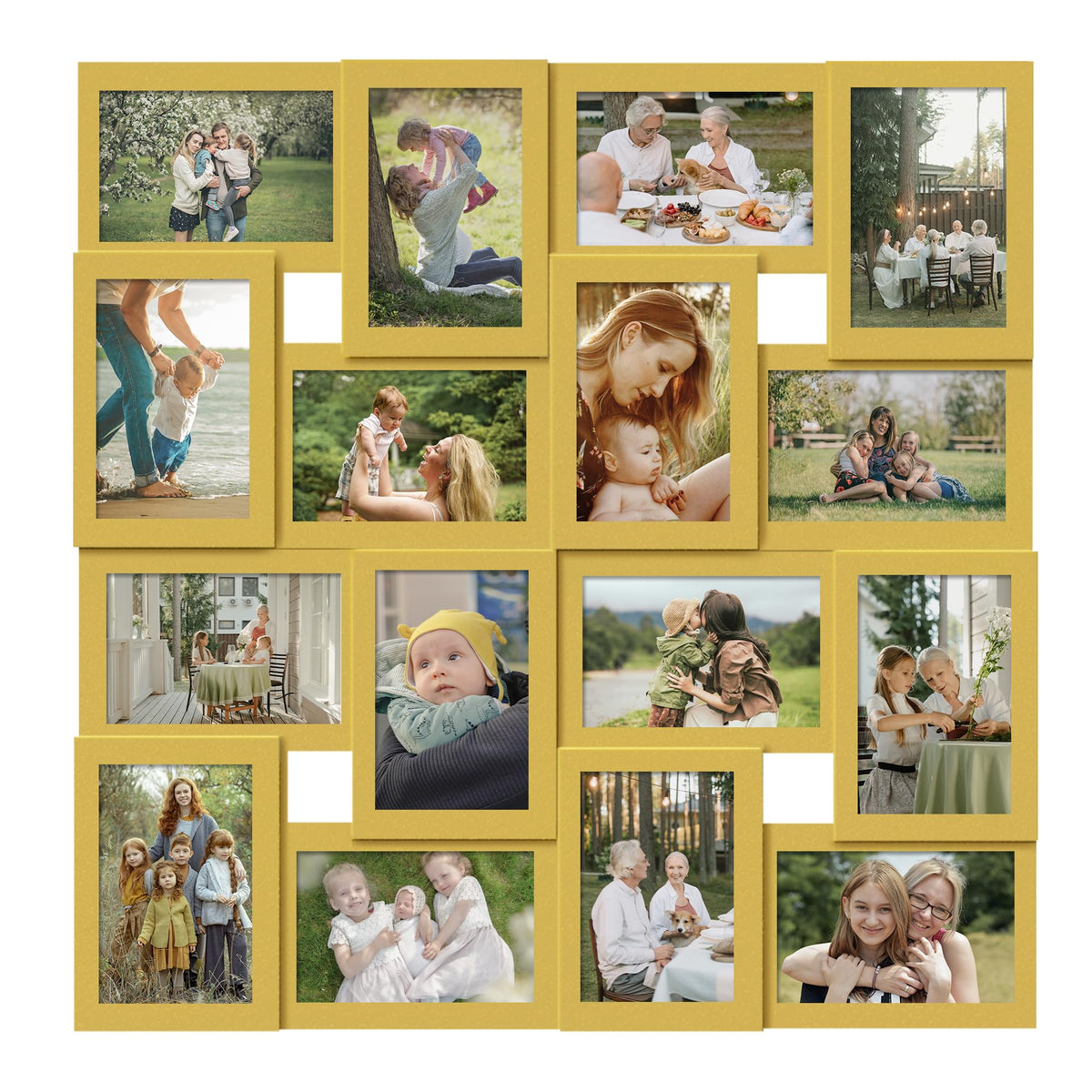 J.M.Deco Collage Picture Frames for Wall 24 Slots, Large Photo Frame Collage Wall Hanging for 4 x 6 Photo, Christmas Gift for Family or Friends - Retro Gold