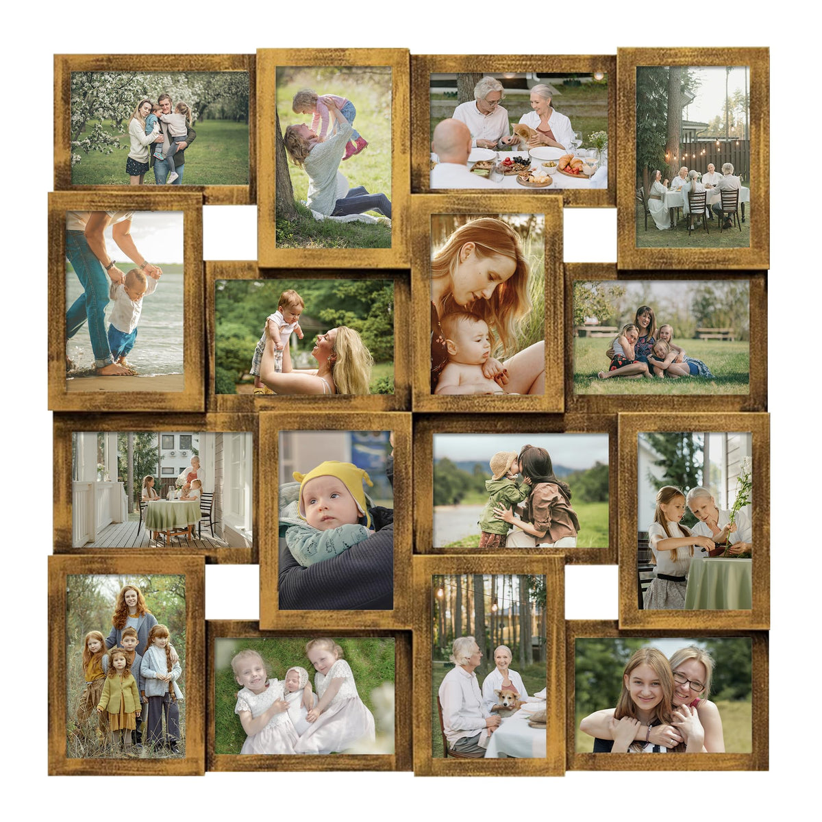 J.M.Deco Collage Picture Frames for Wall 24 Slots, Large Photo Frame Collage Wall Hanging for 4 x 6 Photo, Christmas Gift for Family or Friends - Retro Gold