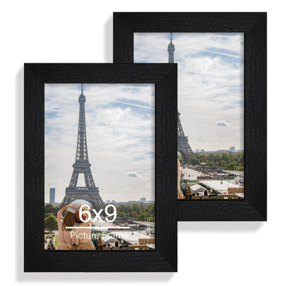 Hongkee 5x7 Picture Frame Set of 2, Real Glass and Wood Frame for Mat 4x6
