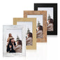 iRahmen 8x10 Picture Frame Set of 4, High Definition Real Glass Rustic Brown Frame, 8 x 10 Wood Photo Frames for Desktop Display and Wall Mounting