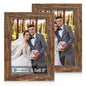 Hongkee 5x7 Picture Frame Set of 2, Real Glass and Wood Frame for Mat 4x6