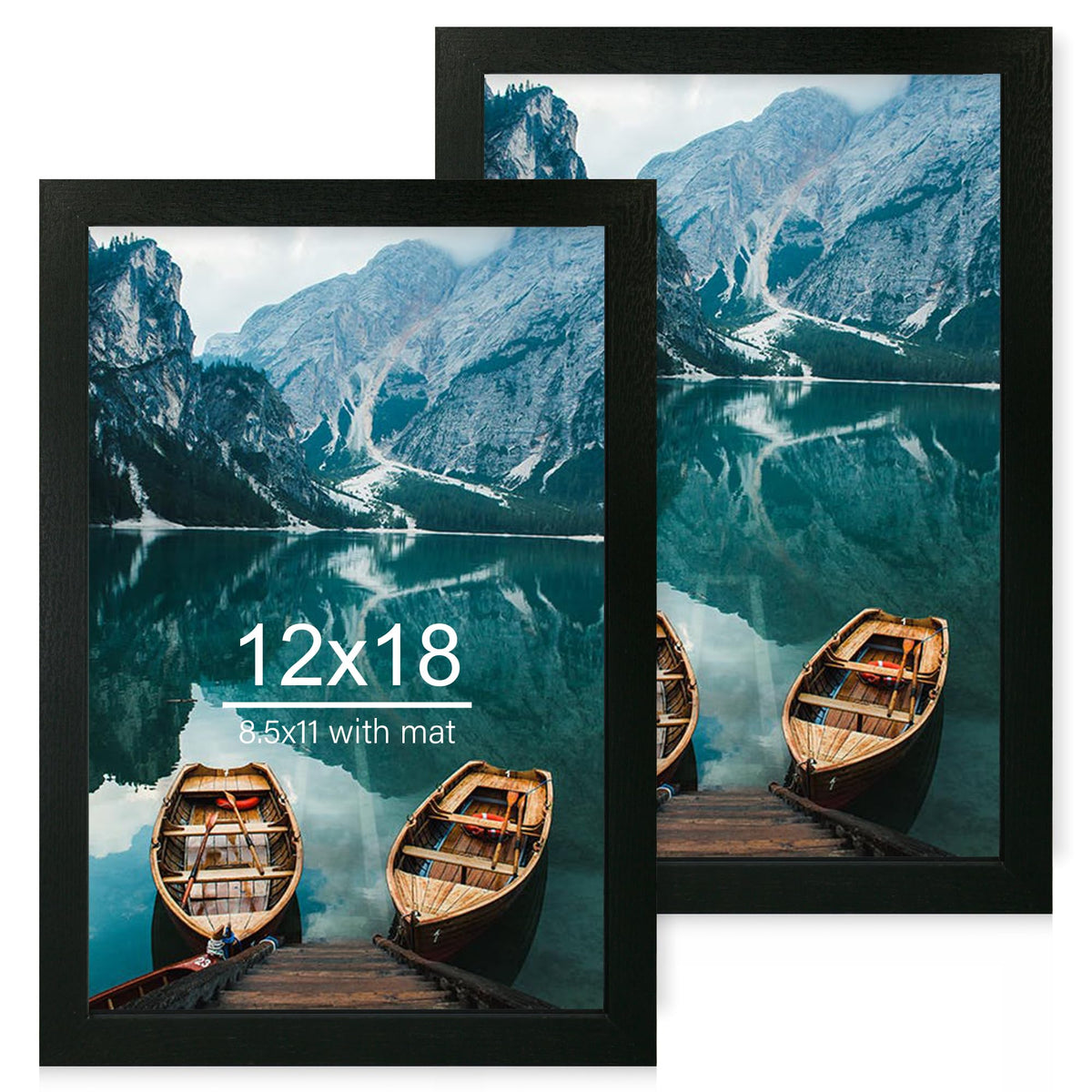 Hongkee 5x7 Picture Frame Set of 2, Real Glass and Wood Frame for Mat 4x6
