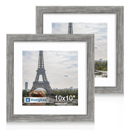Hongkee 5x7 Picture Frame Set of 2, Real Glass and Wood Frame for Mat 4x6