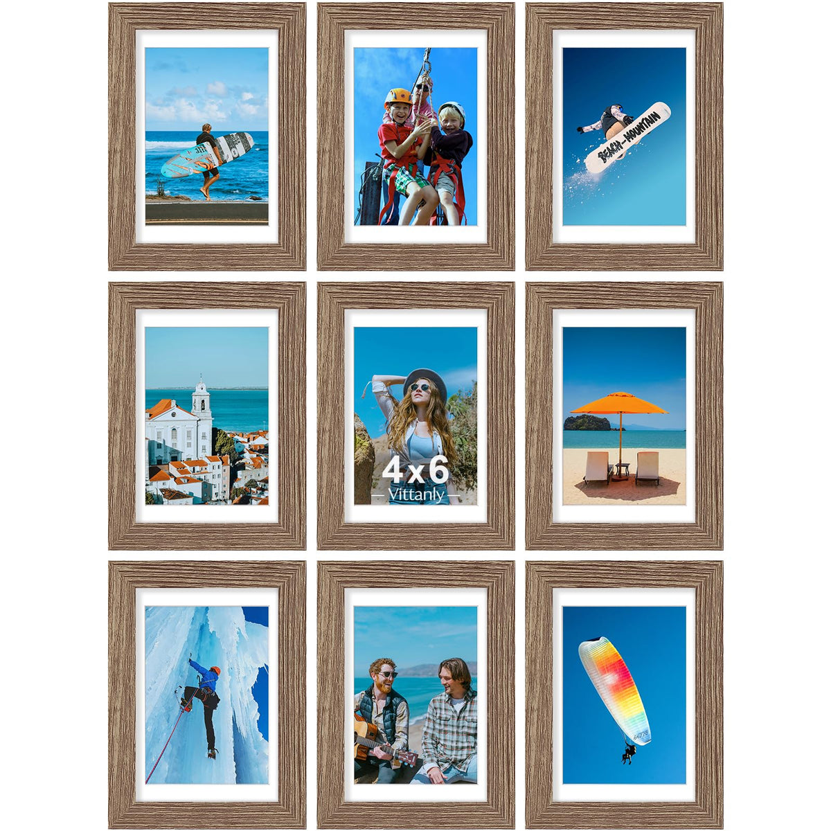 Vittanly 8x10 Picture Frames Set of 9 for Wall or Tabletop Display, Gold