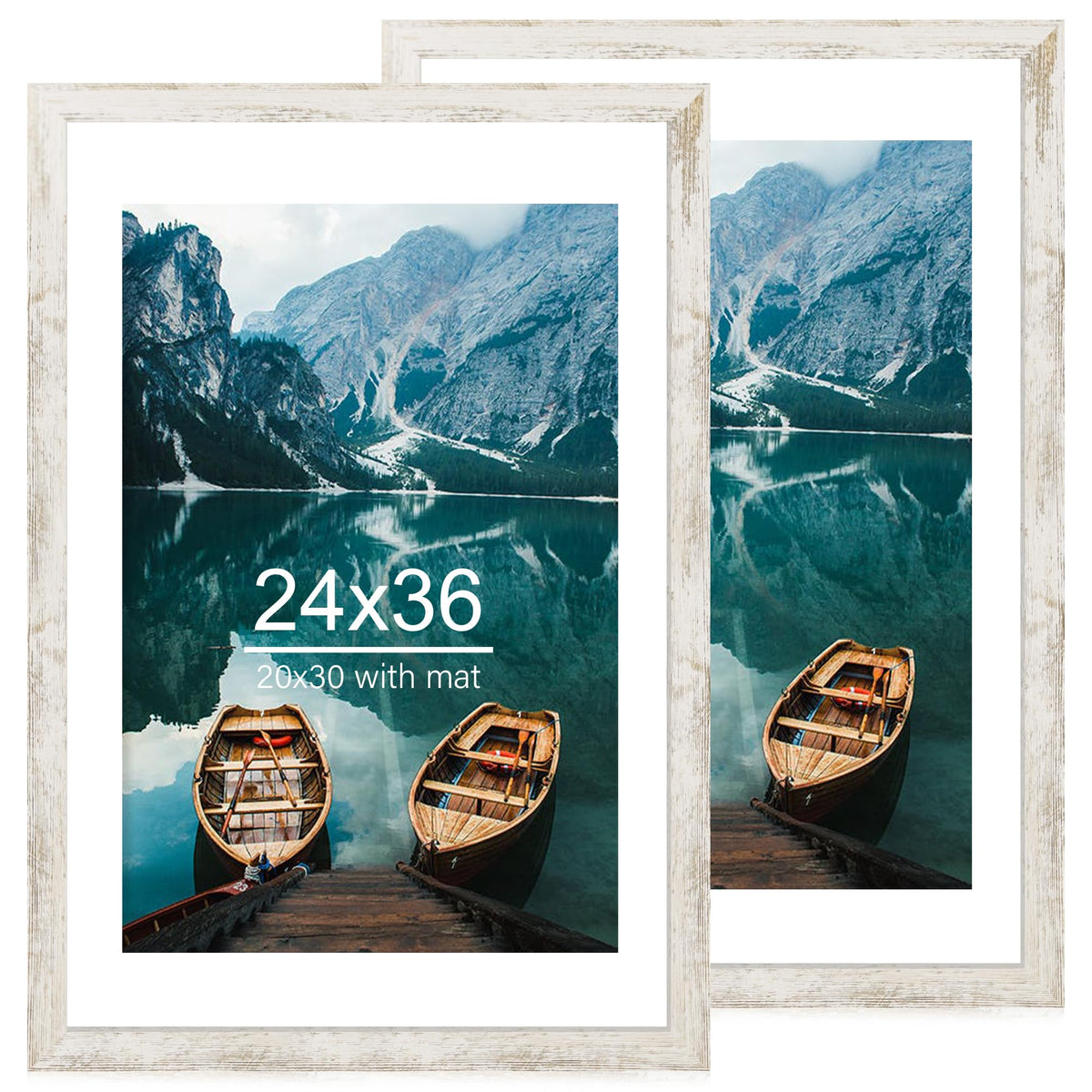 Hongkee 5x7 Picture Frame Set of 2, Real Glass and Wood Frame for Mat 4x6