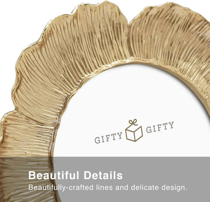 Circular Gold Floral Photo Frame / 4x4 In | For Tabletop Display | Perfect for Home Decor, Wedding, Graduation, Or Milestone Photos