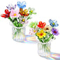 8 Pcs Mini Glass Flowers with Vase Set Small Crystal Bouquet