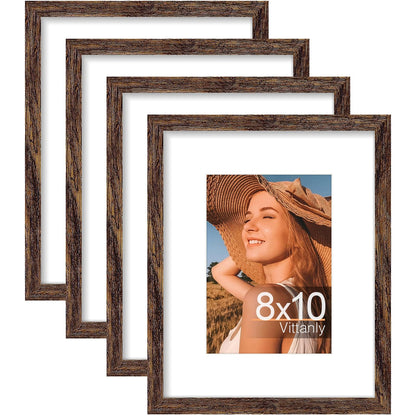 Vittanly 8x10 Picture Frames Set of 4, for Wall or Tabletop, Pale Pink
