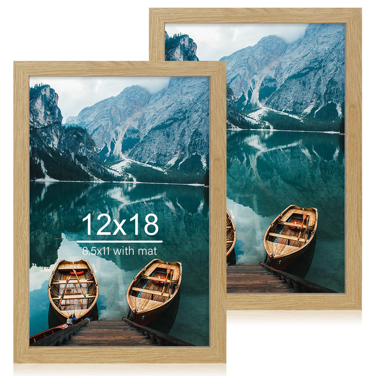 Hongkee 5x7 Picture Frame Set of 2, Real Glass and Wood Frame for Mat 4x6