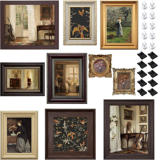 10 Pack Vintage Picture Frames for Wall or Tabletop Display Ornate Vintage Picture Frames Vintage Wall Art for Gallery Bedroom Living Room Antique Photo Frame for Wall Décor(Classic)