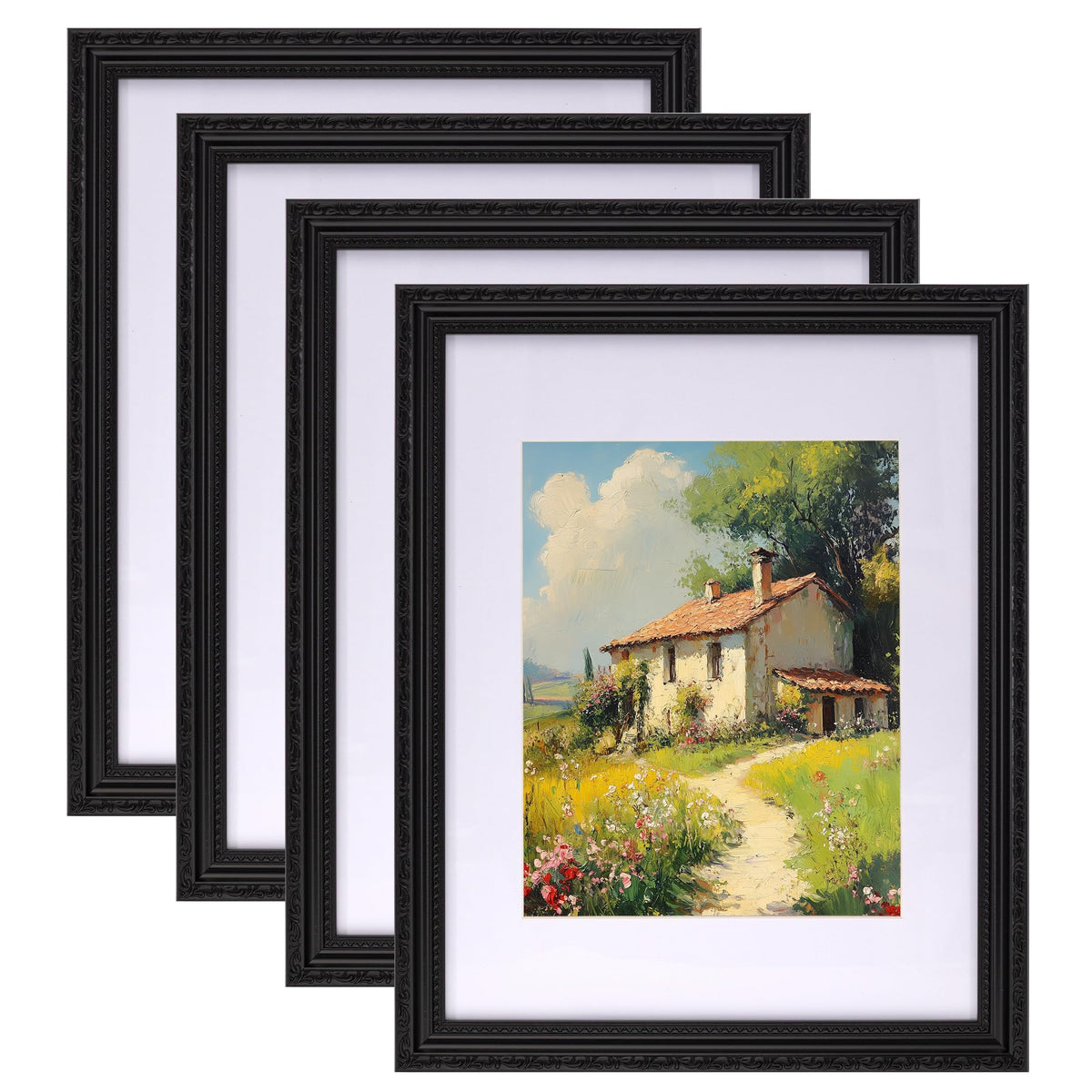 eletecpro 8x10 Vintage Picture Frame, Glass Cover, Gold, 4-Pack