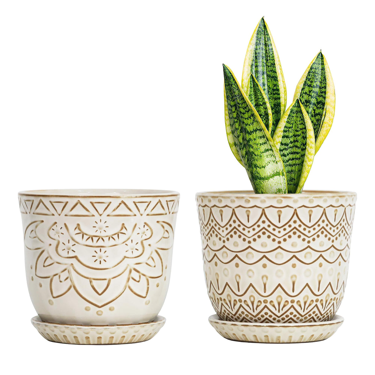 Gepege Ceramic Succulent Pots, 4 Inch Small Plant Pots with Drainage