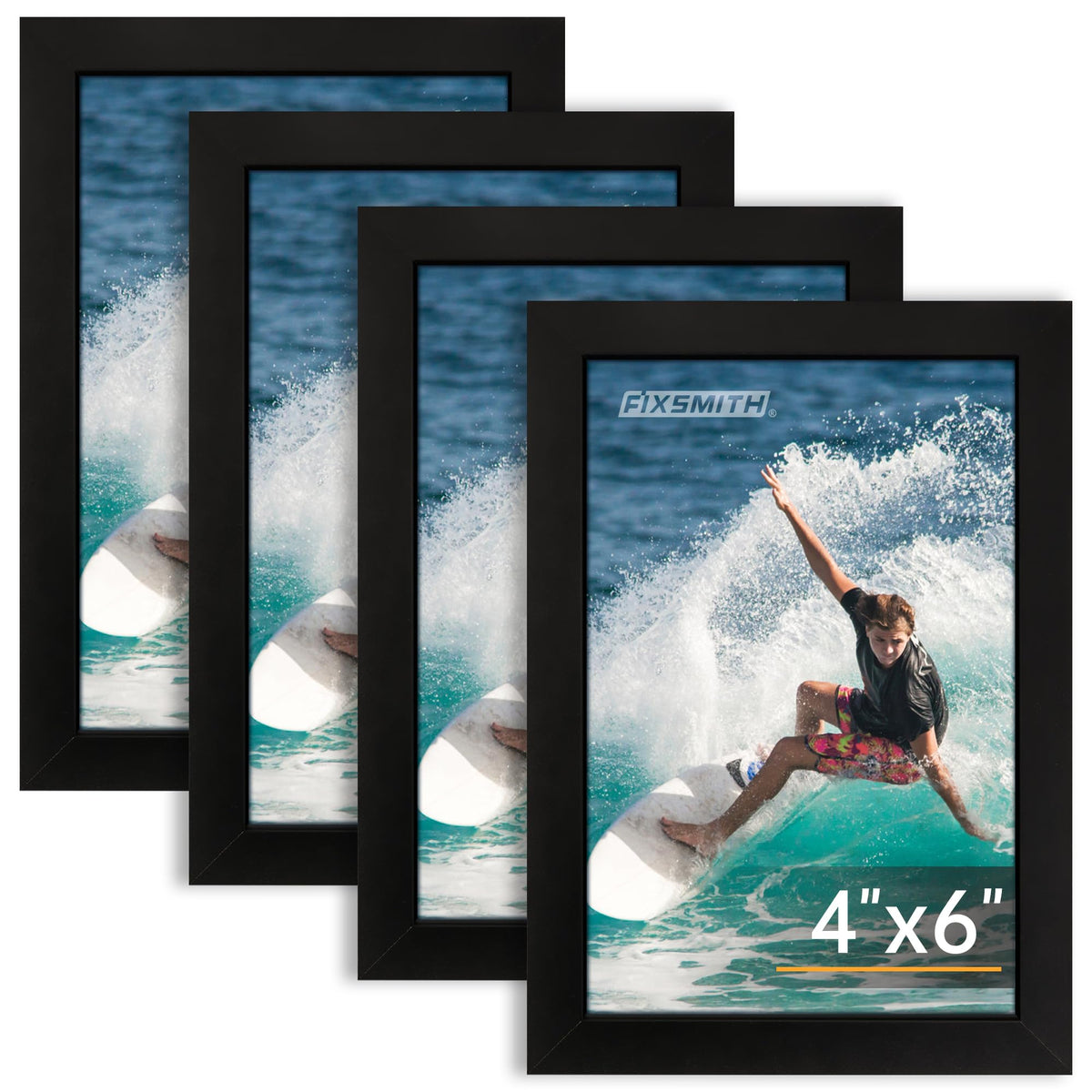 FIXSMITH 5x7 Picture Frame Bulk-4 Pack, Gold Picture Frames Collage Wall Decor, Wall & Tabletop Picture Frames, Photo Frame with HD Plexiglass, Display Pictures 4x6 with Mat or 5x7 Without Mat