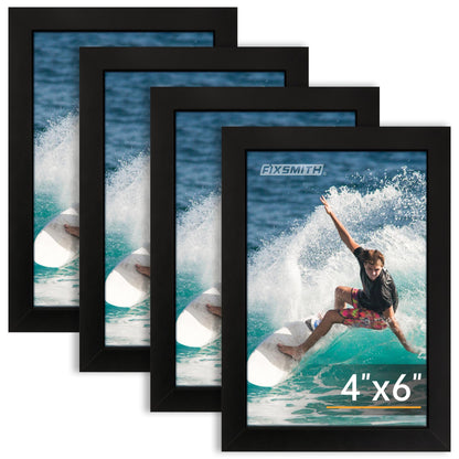 FIXSMITH 5x7 Picture Frame Bulk-4 Pack, Gold Picture Frames Collage Wall Decor, Wall & Tabletop Picture Frames, Photo Frame with HD Plexiglass, Display Pictures 4x6 with Mat or 5x7 Without Mat