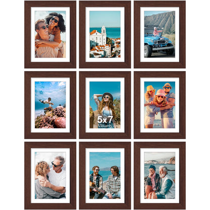 Vittanly 8x10 Picture Frames Set of 9 for Wall or Tabletop Display, Gold