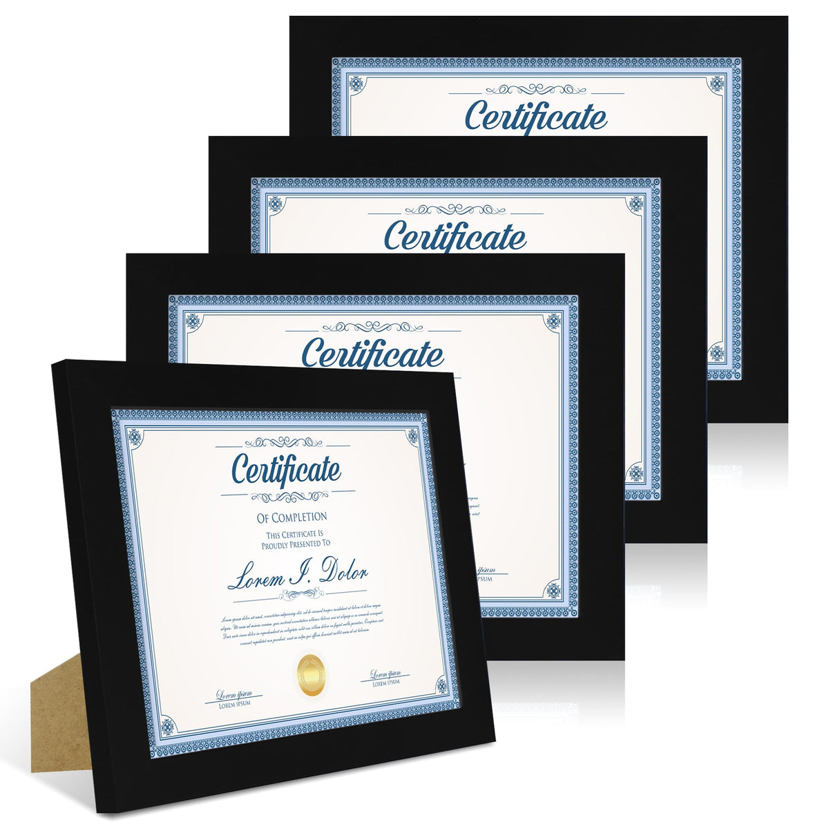 Hongkee 8x10 Picture Frame Set of 4, Real Glass and Wood Frame, 5x7 Mat