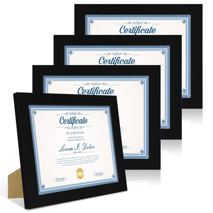 Hongkee 8x10 Picture Frame Set of 4, Real Glass and Wood Frame, 5x7 Mat