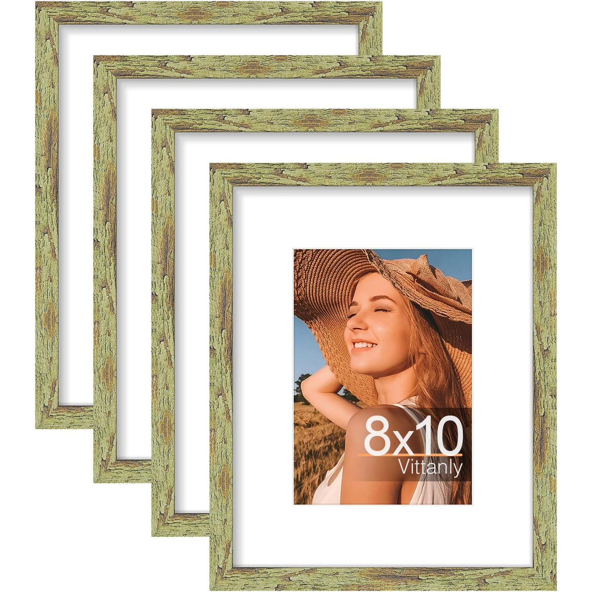 Vittanly 8x10 Picture Frames Set of 4, for Wall or Tabletop, Pale Pink