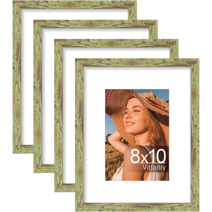 Vittanly 8x10 Picture Frames Set of 4, for Wall or Tabletop, Pale Pink