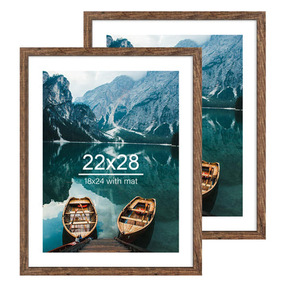 Hongkee 5x7 Picture Frame Set of 2, Real Glass and Wood Frame for Mat 4x6