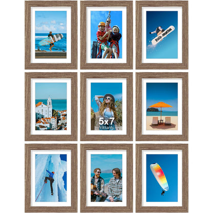Vittanly 8x10 Picture Frames Set of 9 for Wall or Tabletop Display, Gold