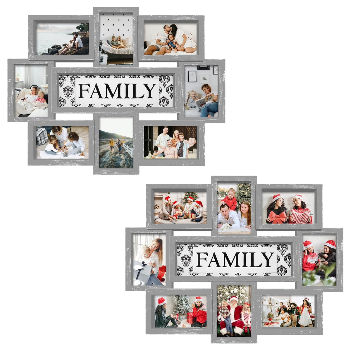 Jerry & Maggie Family Photo Frame 22x17, PVC Picture Frames Collage Wall Decor 9 Opening Wall Hanging For 6x4 Photos 8 Pack, No-Assembly 3D Design Waterproof Memorial Keepsake, Ashes