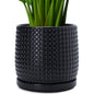 D'vine Dev Beaded Ceramic Pot with Saucer, 4 in, Midnight Blue, 27-C-Z-3