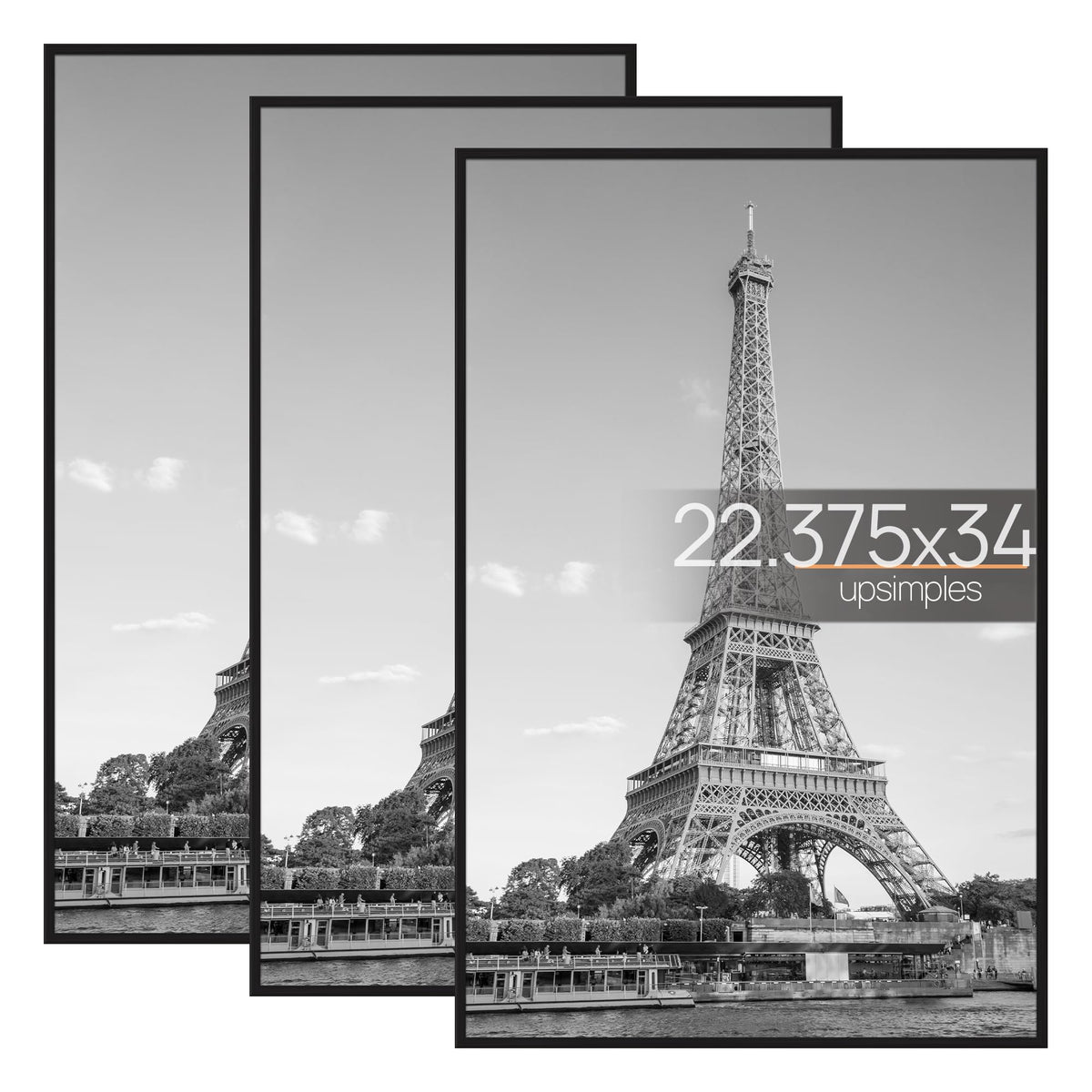upsimples 16x24 Poster Frame, Easy Slide-In Assembly, Black, 3 Pack
