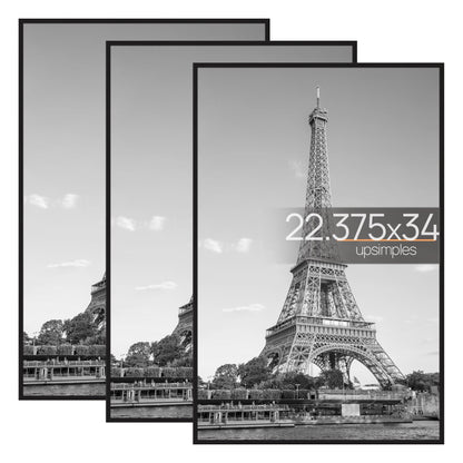 upsimples 16x24 Poster Frame, Easy Slide-In Assembly, Black, 3 Pack