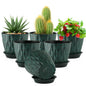 Meowell 4 inch Small Plastic Nursery Pots, 5 Pack Water Ripples Plant Pots for Indoor Plants, Flower Pots with Drainage Holes and Saucers, Seedling Starter Planters for Succulent Plants, White