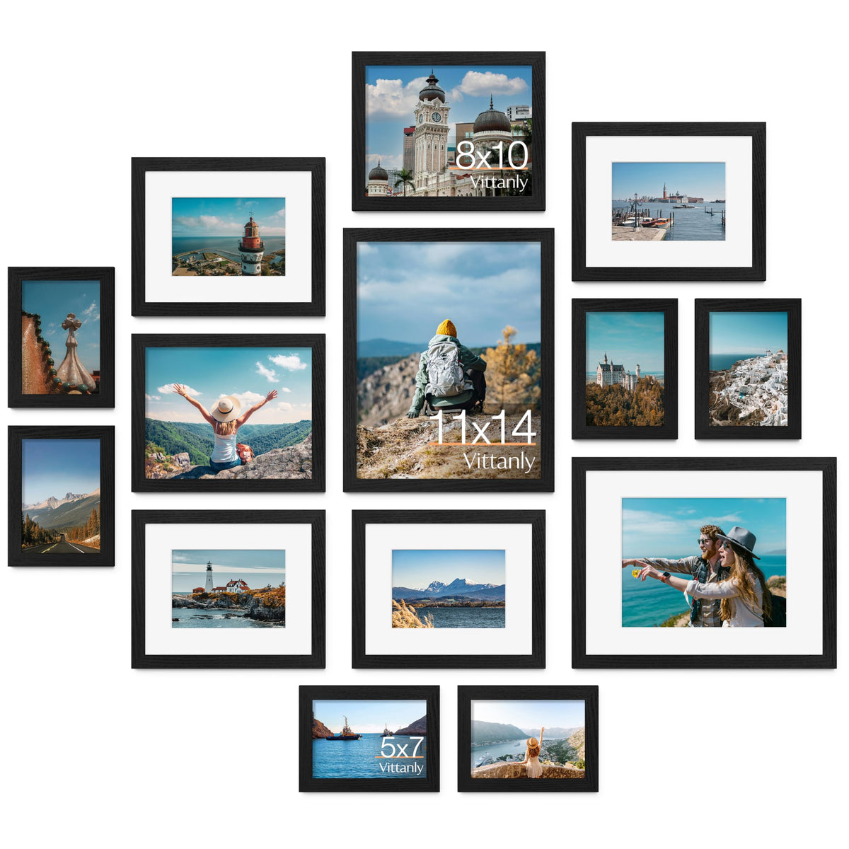 Vittanly 10 Pack Picture Frames Collage Wall Decor, Black