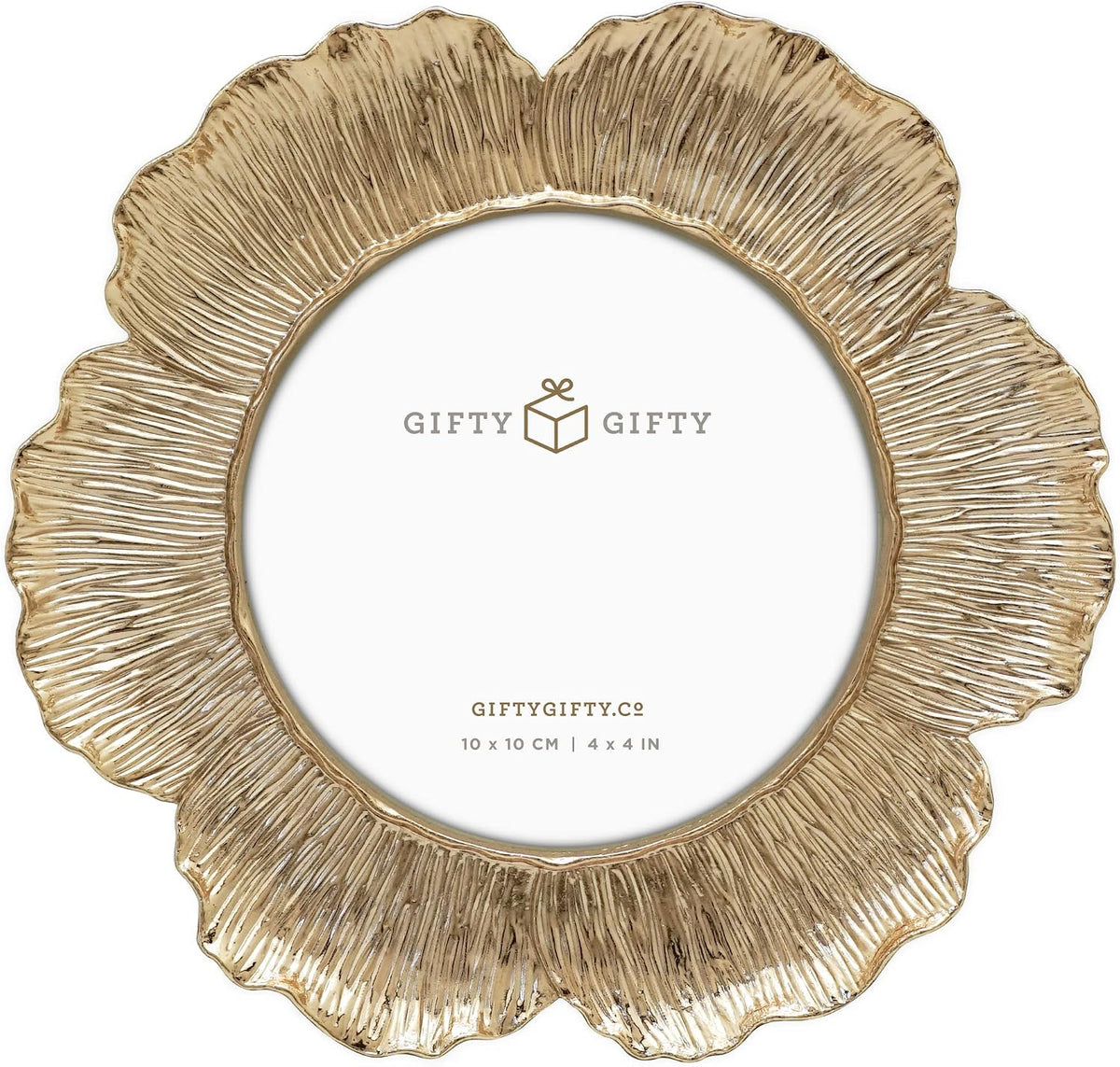 Circular Gold Floral Photo Frame / 4x4 In | For Tabletop Display | Perfect for Home Decor, Wedding, Graduation, Or Milestone Photos