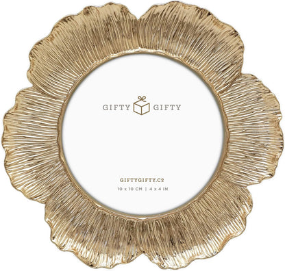 Circular Gold Floral Photo Frame / 4x4 In | For Tabletop Display | Perfect for Home Decor, Wedding, Graduation, Or Milestone Photos