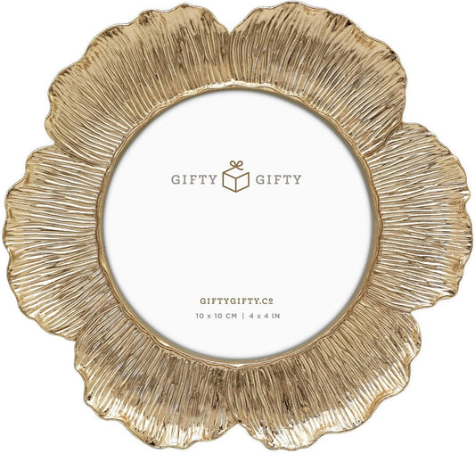 Circular Gold Floral Photo Frame / 4x4 In | For Tabletop Display | Perfect for Home Decor, Wedding, Graduation, Or Milestone Photos