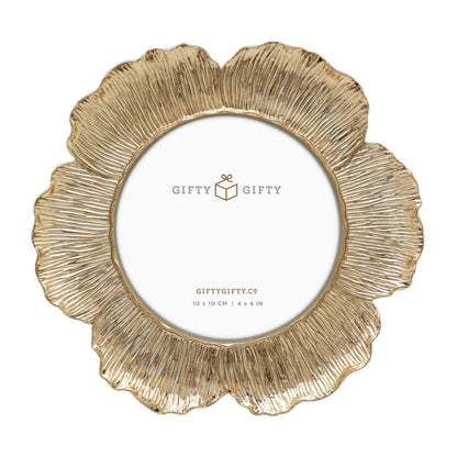 Circular Gold Floral Photo Frame / 4x4 In | For Tabletop Display | Perfect for Home Decor, Wedding, Graduation, Or Milestone Photos