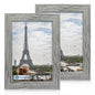 Hongkee 5x7 Picture Frame Set of 2, Real Glass and Wood Frame for Mat 4x6