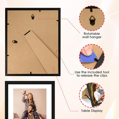 FIXSMITH 10 Pack Picture Frames Collage Wall Decor for Mounting or Tabletop Display, Gallery Wall Frame Set with Two 8x10 Black Frames, Four 5x7 Frames and Four 4x6 Frames, Multi-Pack Photo Frame Set