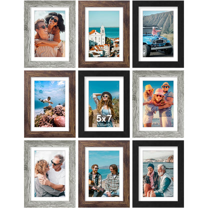 Vittanly 8x10 Picture Frames Set of 9 for Wall or Tabletop Display, Gold