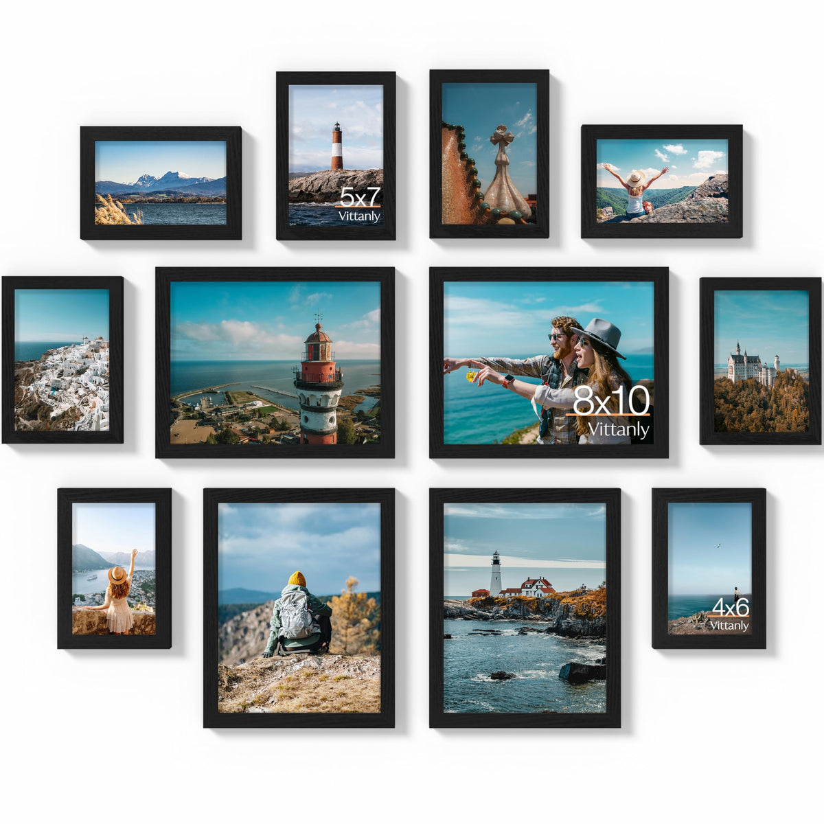 Vittanly 12 Pack Picture Frames Collage Wall Decor, Black