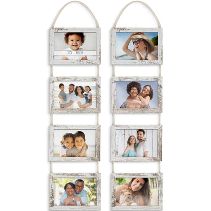 4x6 Hanging Picture Frames Collage with 8 Openings - Rustic Brown, 2 PK