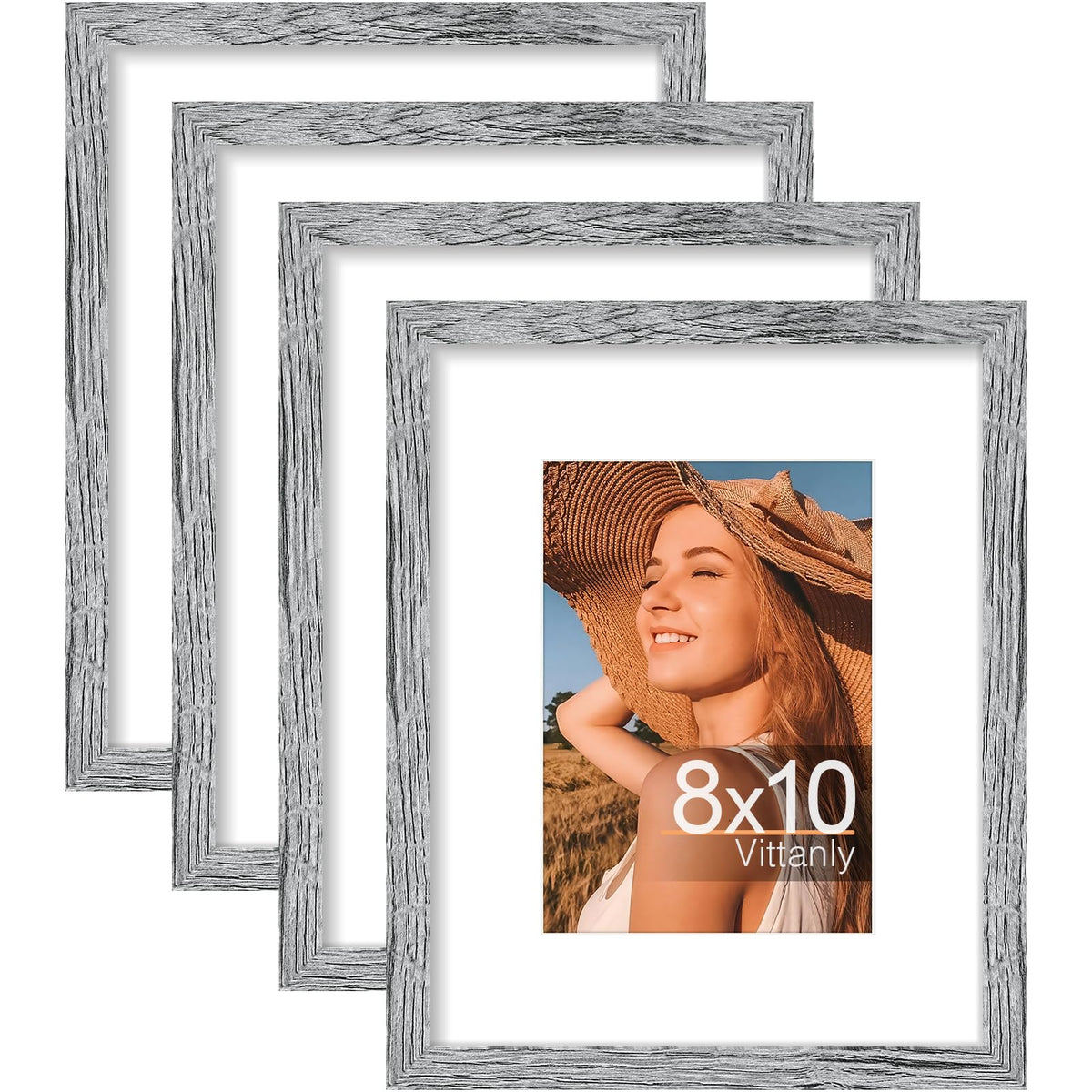Vittanly 8x10 Picture Frames Set of 4, for Wall or Tabletop, Pale Pink