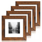 iRahmen 8x10 Picture Frame Set of 4, High Definition Real Glass Rustic Brown Frame, 8 x 10 Wood Photo Frames for Desktop Display and Wall Mounting