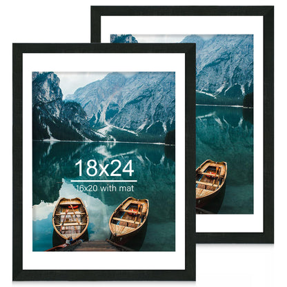 Hongkee 5x7 Picture Frame Set of 2, Real Glass and Wood Frame for Mat 4x6
