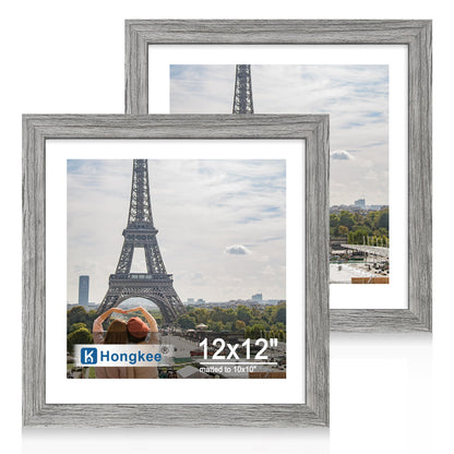 Hongkee 5x7 Picture Frame Set of 2, Real Glass and Wood Frame for Mat 4x6